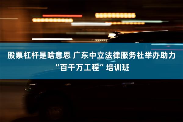 股票杠杆是啥意思 广东中立法律服务社举办助力“百千万工程”培训班